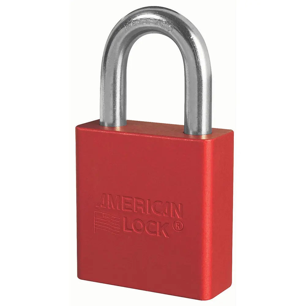 American Lock A1205RED Red Anodized Aluminum Safety Padlock, 1-3/4" Body, 1-1/8" Tall 5/16" Diameter Shackle, Keyed Different