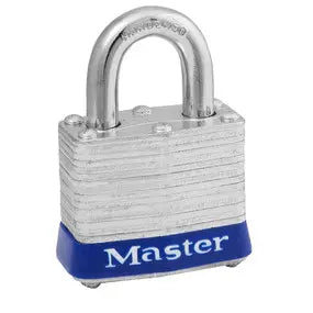 Master Lock 3UP Universal Pin Laminated Steel Padlock 1-9/16" Body, 3/4" Tall 9/32" Diameter Shackle