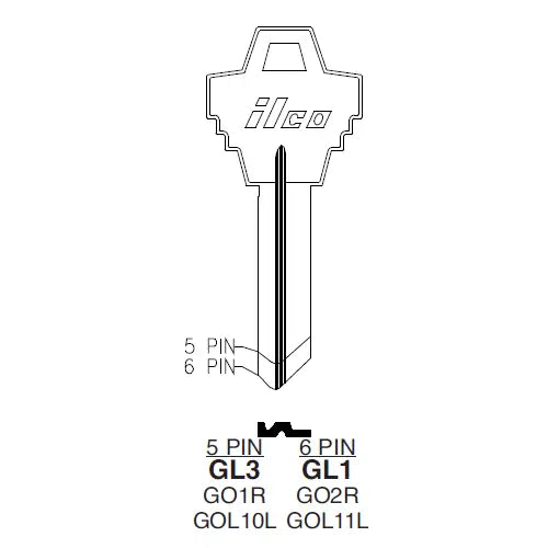 Kaba Ilco GL1 Taco Key Blank