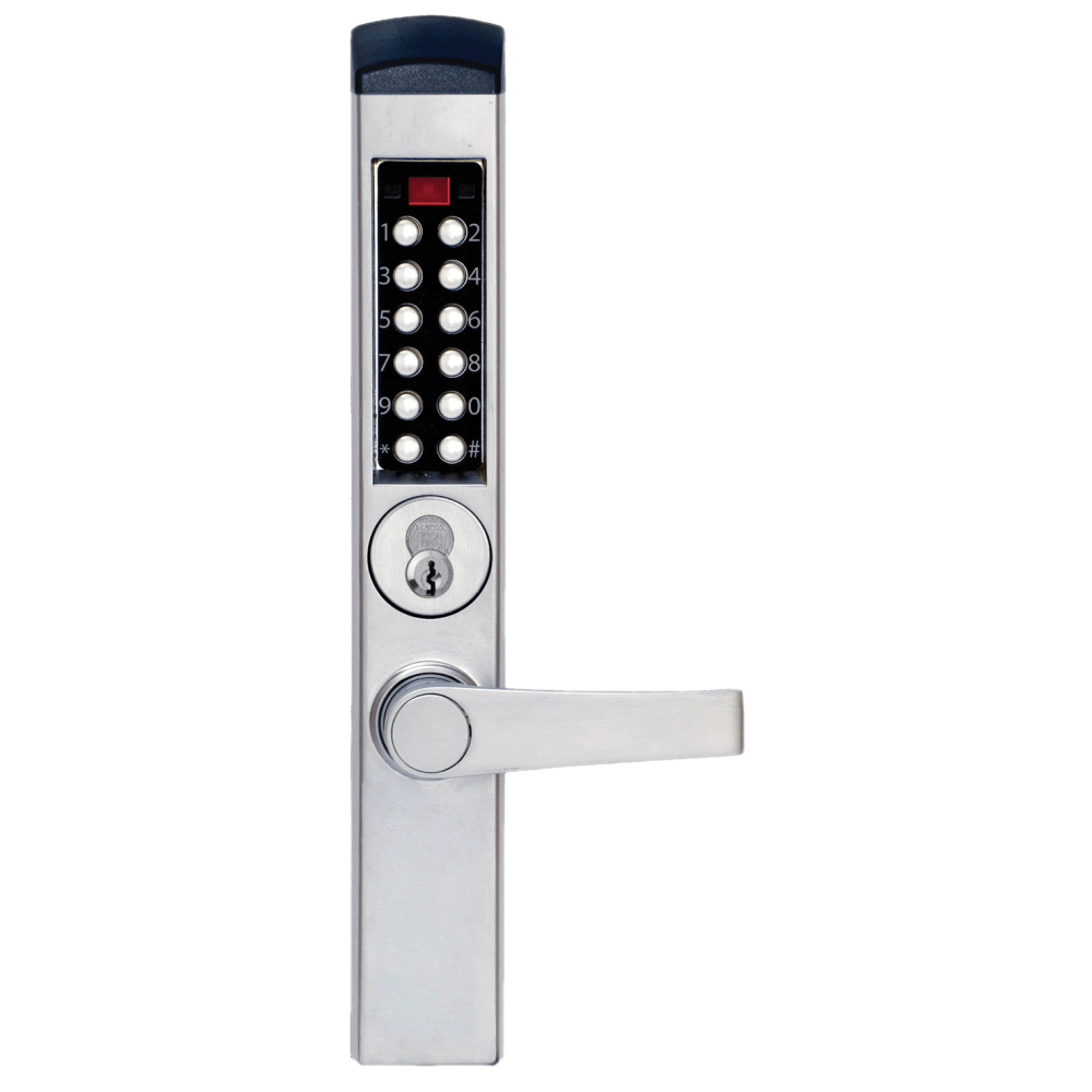 DormaKaba E3765BNL-626-41 E-Plex 3000 for Adams Rite Latches, 3,000 Access Codes, 30,000 Audit Events, 6/7-Pin SFIC Prep, Less Core, Lever, Satin Chrome