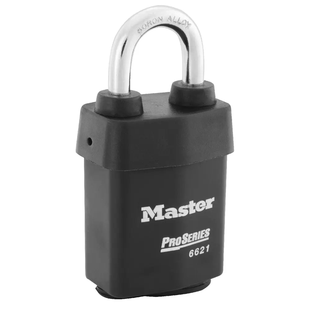 Master Lock 6621WO ProSeries Key-in-Knob Padlock 2-1/8" Body, 1-1/8" Tall 5/16" Diameter Shackle, Weather Tough Cover, Less Cylinder