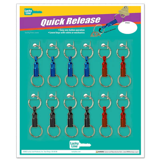 Lucky Line 70612 Quick Release Aluminum Asst Color 12 Per Card