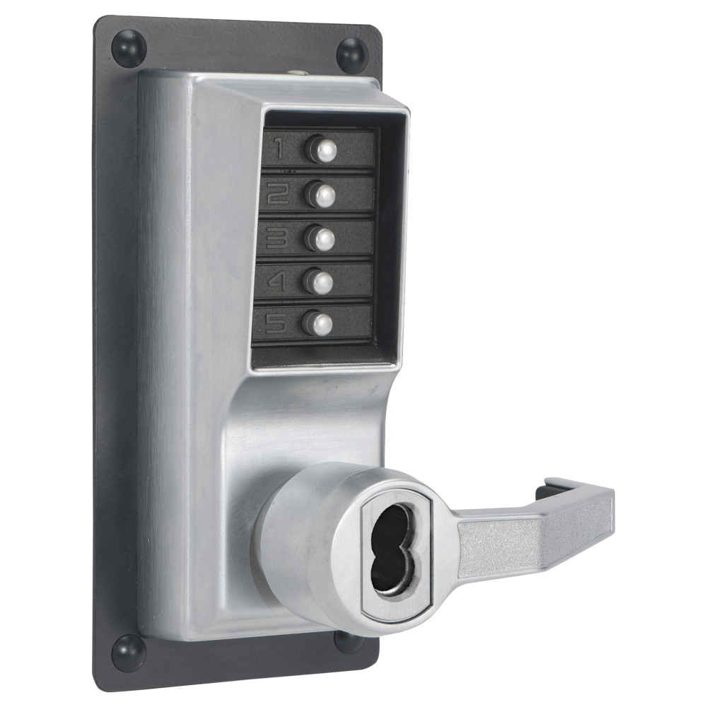 DormaKaba LRP1020M-26D-41 Exit Trim Lever Lock, Combination and Key Override, Right Hand Reverse, Medeco/Yale/ASSA/Abloy LFIC Prep, Less Core, Satin Chrome