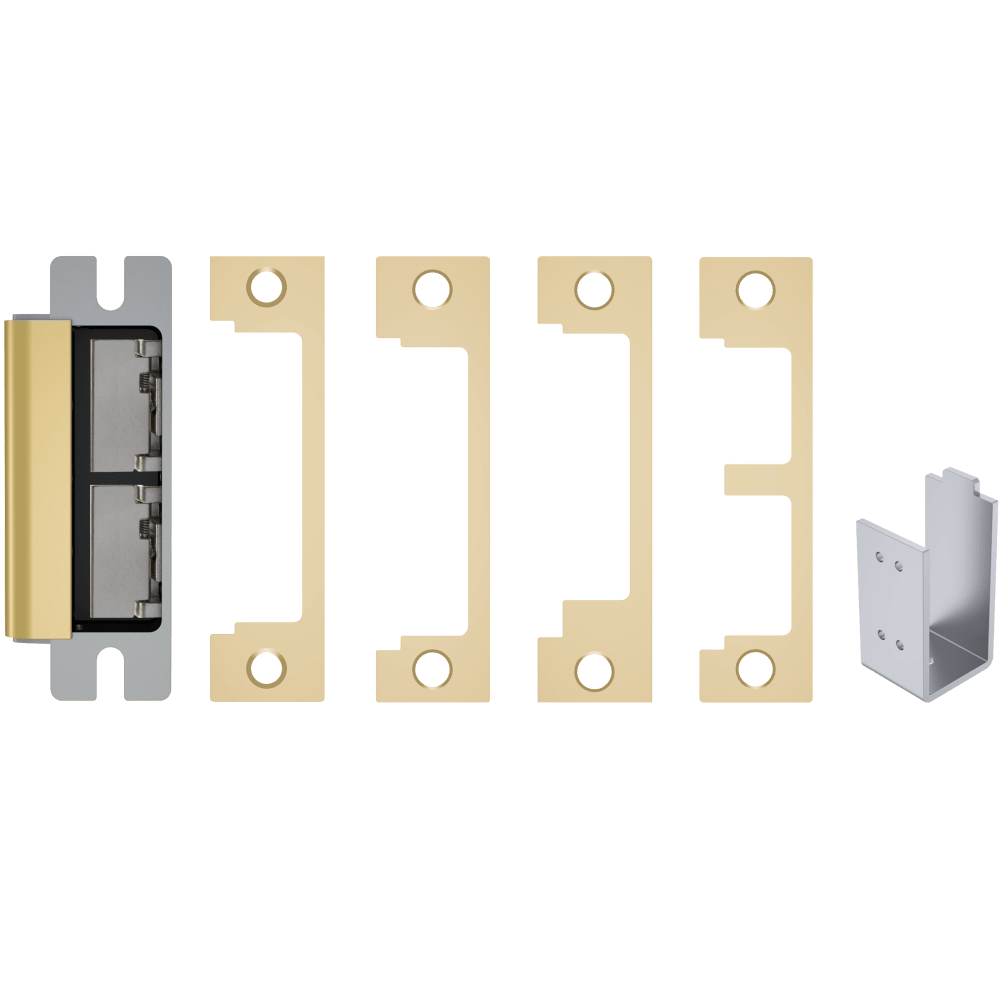 HES 1600-CDB-605-DLM Grade 1 Electric Strike, For Cylindrical or Mortise Latchbolt and Deadbolt Locks, Auto-Sensing 12/24 VDC, Field Selectable Fail Safe/Fail Secure, Includes 1N, 1ND, 1NM, 1NTD Options, Dual Lock Monitor, Bright Brass