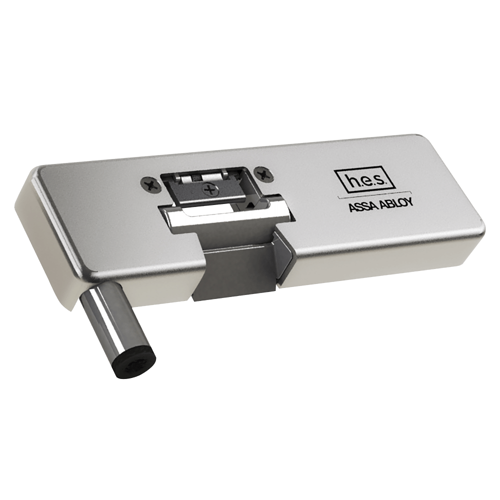 HES 9100R-629 Grade 1 Field Selectable (Safe/Secure) 12/24VDC Electric Strike for Glass Single Doors with Vertical Rods, Bright Stainless Steel Finish, Right-Handed