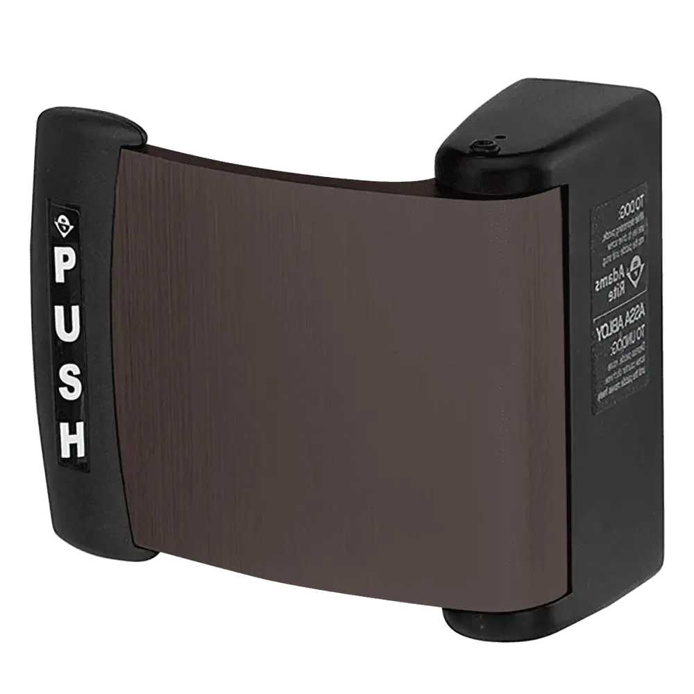 Adams Rite 4591-02-00-313 Curved Deadlatch Paddle, for 1-3/4" Thick Doors, Dark Bronze Anodized Aluminum Finish, Push to Left, Interior Right-Hand Reverse or Exterior Left-Handed