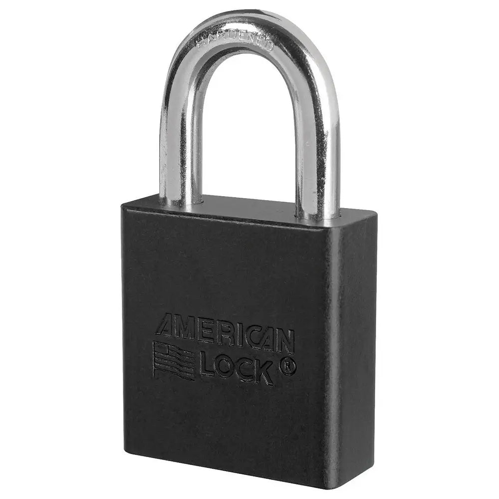 American Lock A1205KABLK 27676 Black Anodized Aluminum Safety Padlock, 1-3/4" Body, 1-1/8" Tall 5/16" Diameter Shackle, Keyed Alike