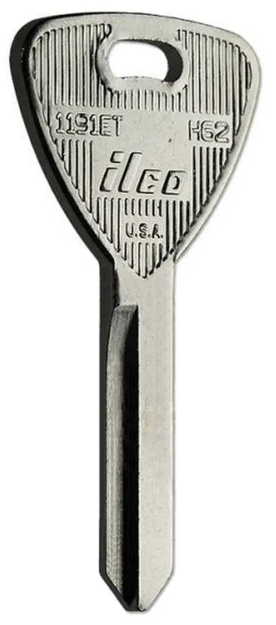 Kaba Ilco 1191ET Automotive Key Blank – H62 Keyway, Nickel-Plated Brass