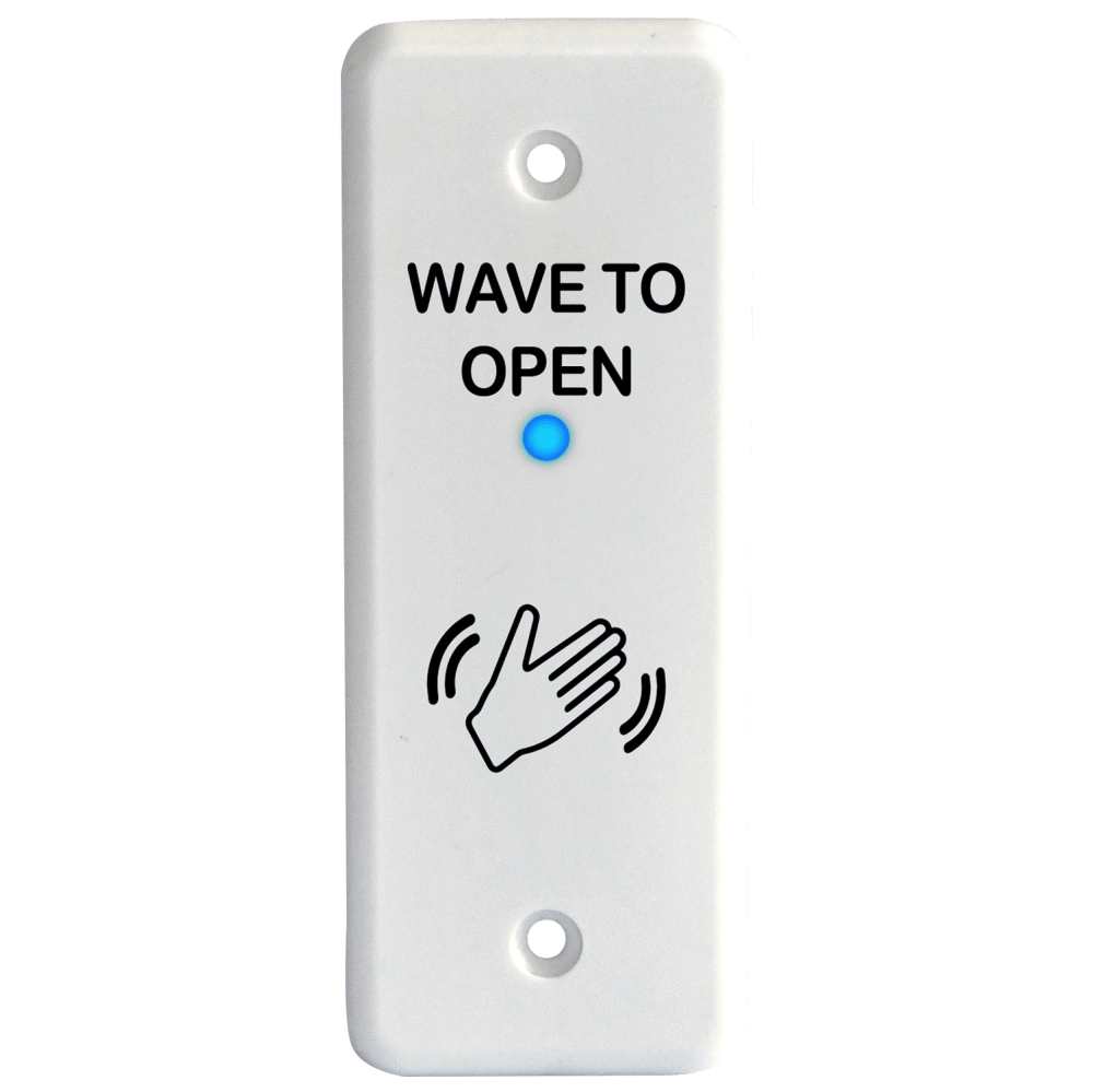 BEA 10MS31J-W Microwave Touchless Actuator, Jamb Plate, Text & Hand Logo, Adjustable 4 to 24 In, 12-24 VAC/DC, White