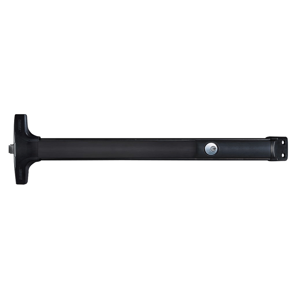 Detex V4003P CD 711 99 36 Value Series Wide Stile Rim Exit Device, with Night Latch Trim, Cylinder Dogging, 99 Surface Strike, 36 In. Device, Satin Black Anodized Aluminum