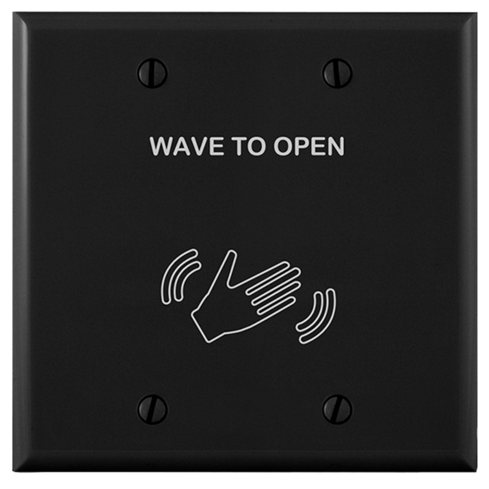 BEA 70.5227 MS-08 Double Gang Face Plate, Wave to Open Text and Hand Logo, Black