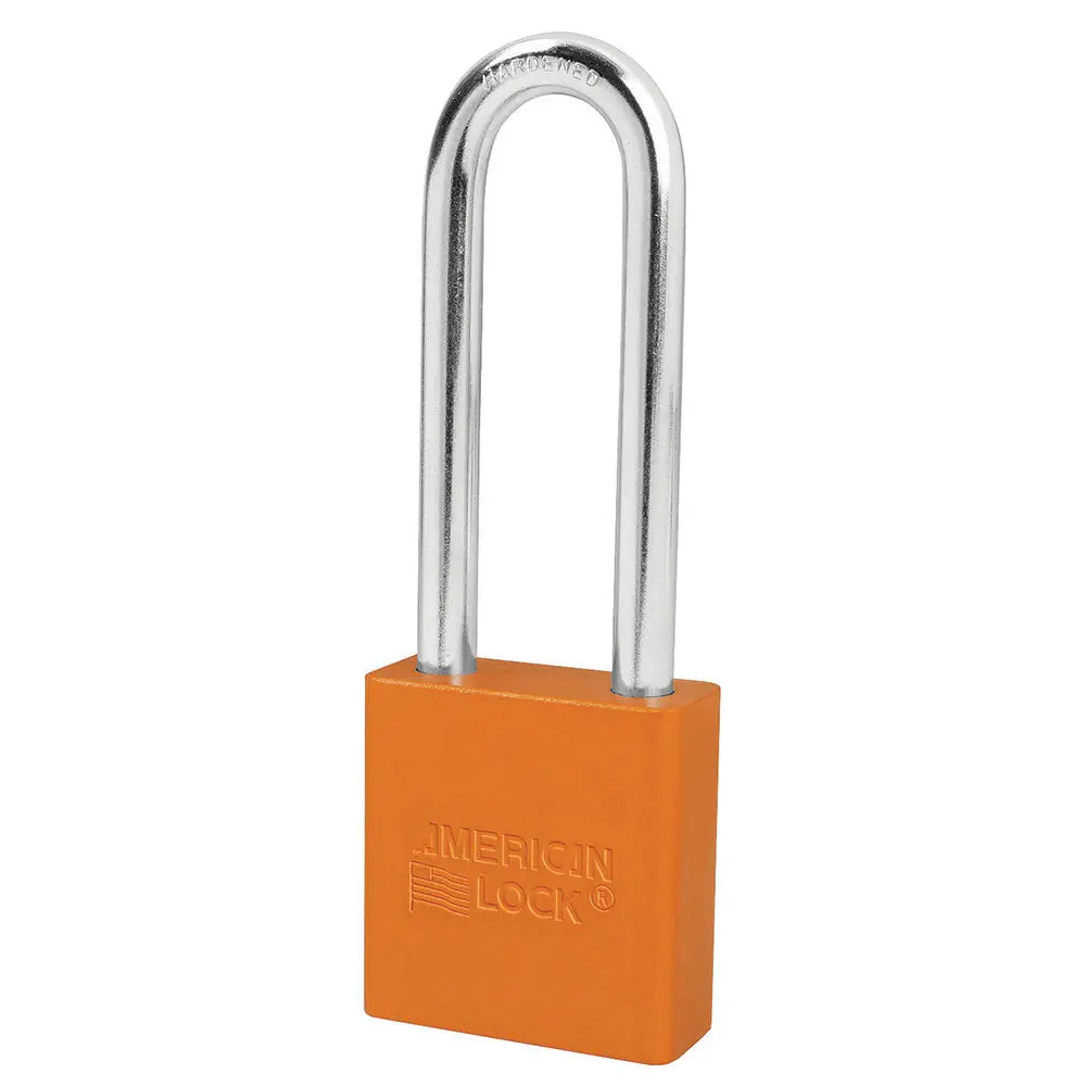 American Lock A1207KAORJ 27676 Orange Anodized Aluminum Safety Padlock, 1-3/4" Body, 3" Tall 5/16" Diameter Shackle, Keyed Alike