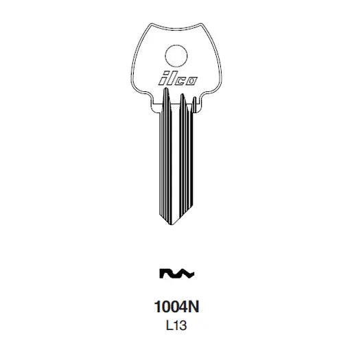 Kaba Ilco 1004N Key Blank – Lockwood Keyway, 5-Pin, Nickel-Plated Brass (L13)