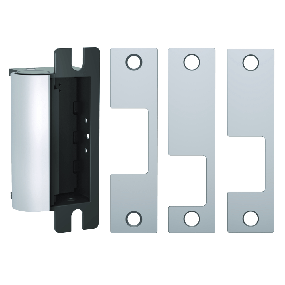 HES 1006CLB-630-LBSM Fail Secure, Complete 12/24VDC Electric Strike, J, KD and KM Faceplates, Latchbolt Strike Monitor, Satin Stainless Steel