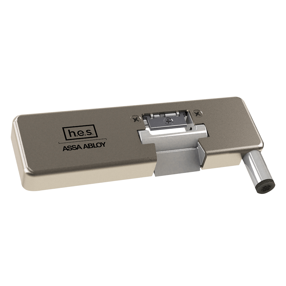 HES 9100L-630 Grade 1 Field Selectable (Safe/Secure) 12/24VDC Electric Strike for Glass Single Doors with Vertical Rods, Satin Stainless Steel Finish, Left-Handed