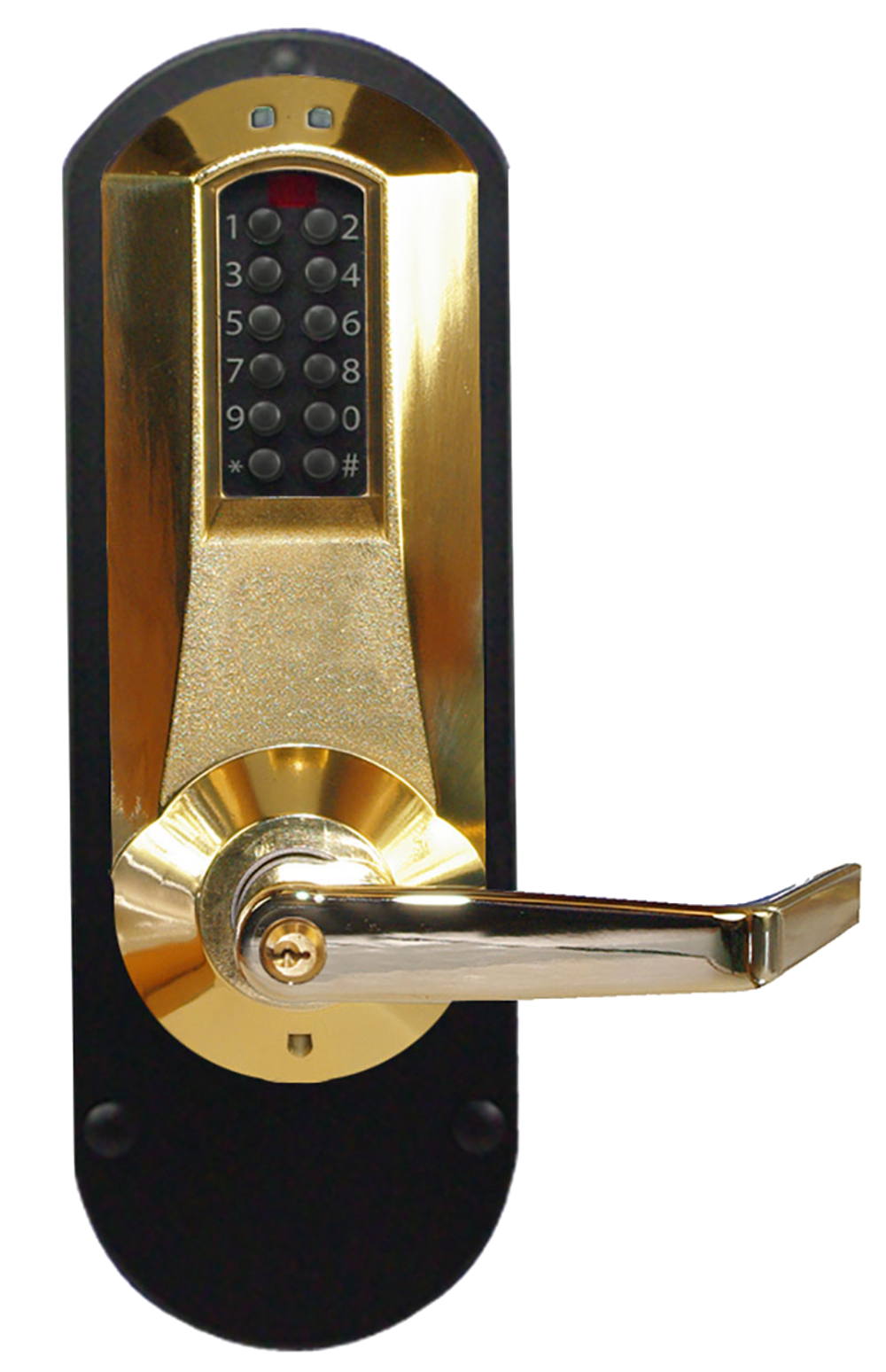 DormaKaba E5010XKWL-605-41 E-Plex 5000 Exit Trim, Winston Lever, 100 Access Codes, 3,000 Audit Events, KIL, Kaba 90 Keyway, Bright Brass