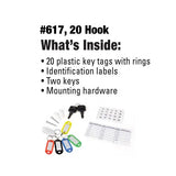 Lucky Line 61700 Metal Locking Key Cabinet, 20 Hooks, Black