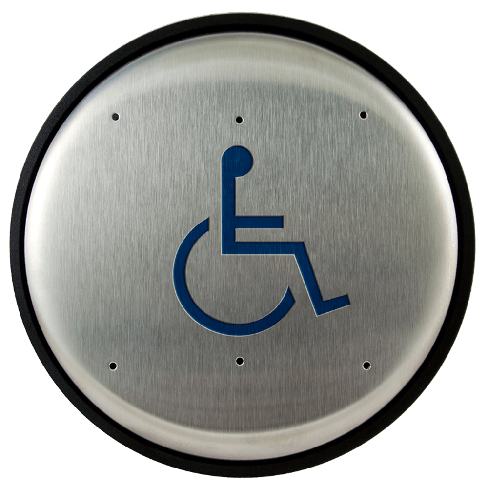 BEA 10PBRLL Stainless steel push plate, 6" round, blue handicap logo only