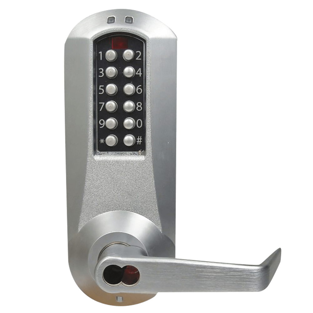 DormaKaba E5031CWL-626-41 E-Plex 5000 Cylindrical Lock, Winston Lever, 100 Access Codes, 3,000 Audit Events, Corbin Russwin 6-Pin LFIC Prep, Less Core, 2-3/4" Backset, 1/2" Throw, Satin Chrome