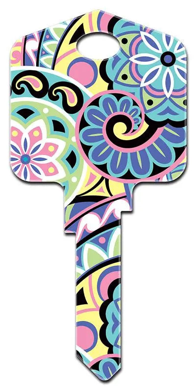 KW-PG7 Pampered Girls PINWHEELS House Key Blank Kwikset Keyway