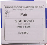 Progressive Hardware 2600/US26D Door Knob Pair 2-1/4" Solid Brass, Satin Chrome