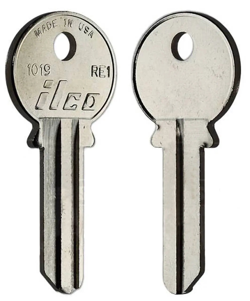 Kaba Ilco 1019 Key Blank – Reading Keyway, RE1, 5-Pin, Nickel-Plated Brass