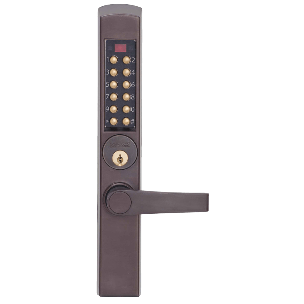 DormaKaba E3065MSNL-0-744-41 E-Plex 3000 for Adams Rite Latches, 300 Access Codes, 9,000 Audit Events, Schlage C Keyway, Lever, Remote Unlock, Dark Bronze with Brass Accents