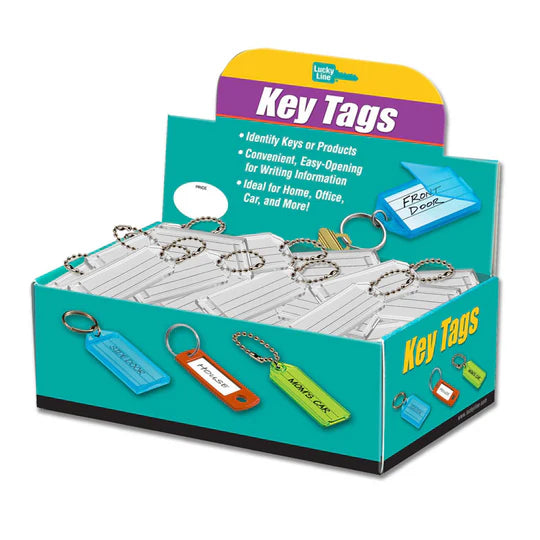 Lucky Line 90100 Large Key Tag with Ball Chain Clear 50 Per Box