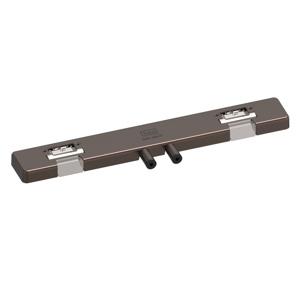 HES 9200W-613E Grade 1 Field Selectable (Safe/Secure) 12/24VDC Electric Strike for Glass Double Doors with Vertical Rods, 8-3/8" Centered Keeper Spacing, Dark Oxidized Bronze Finish