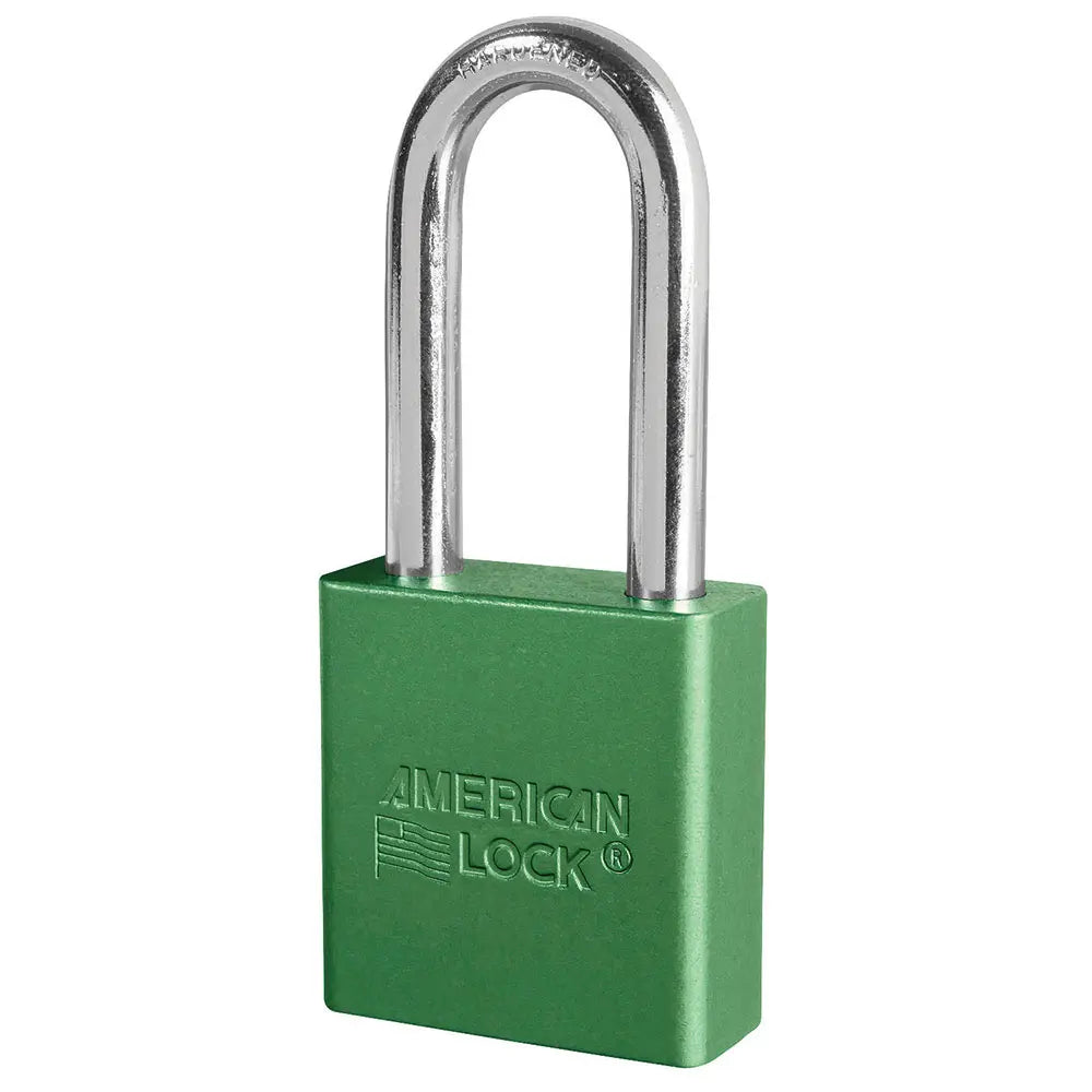 American Lock A1206KAGRN 27676 Green Anodized Aluminum Safety Padlock, 1-3/4" Body, 2" Tall 5/16" Diameter Shackle, Keyed Alike