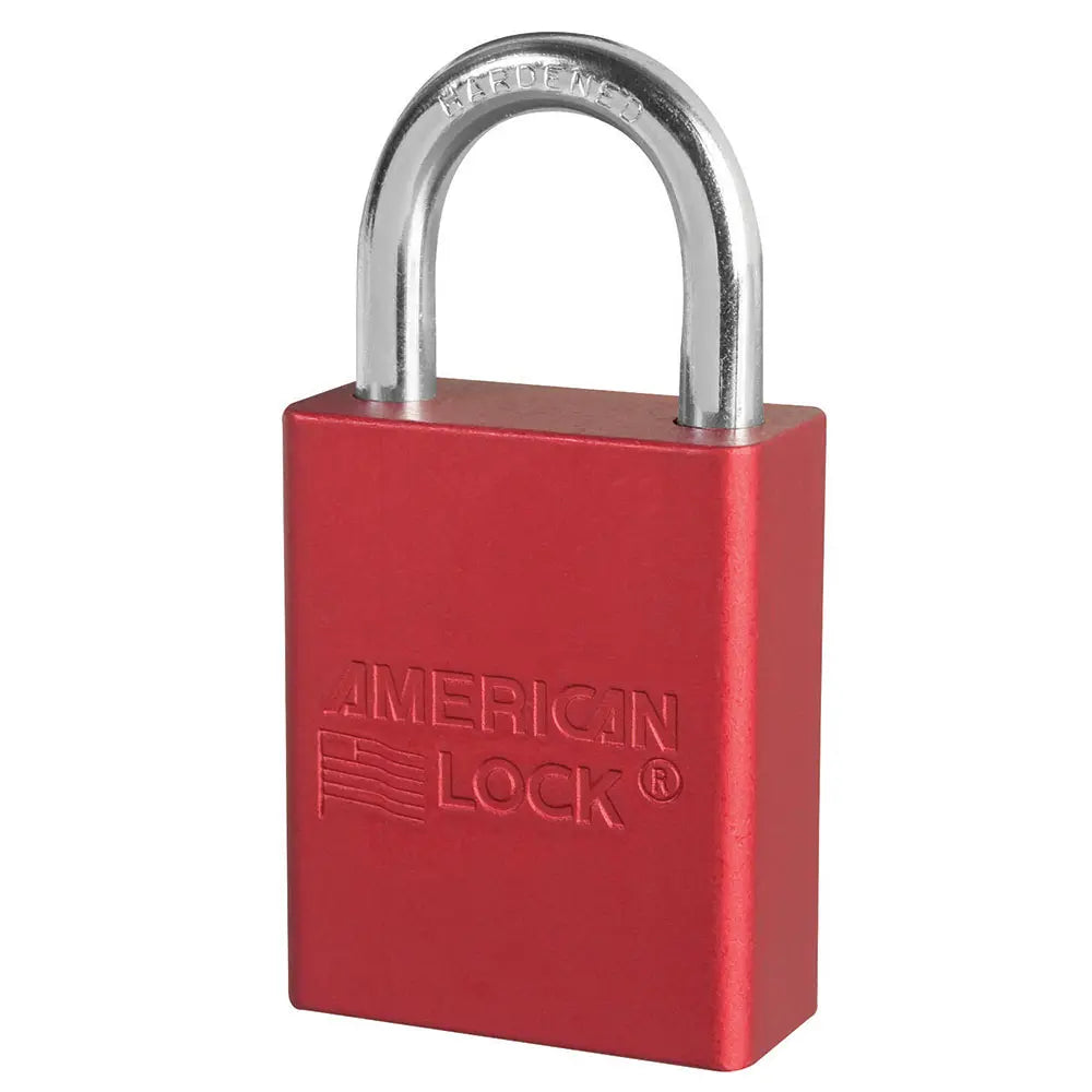 American Lock A1105KARED 27676 Red Anodized Aluminum Safety Padlock, 1-1/2" Body, 1" Tall 1/4" Diameter Shackle, Keyed Alike