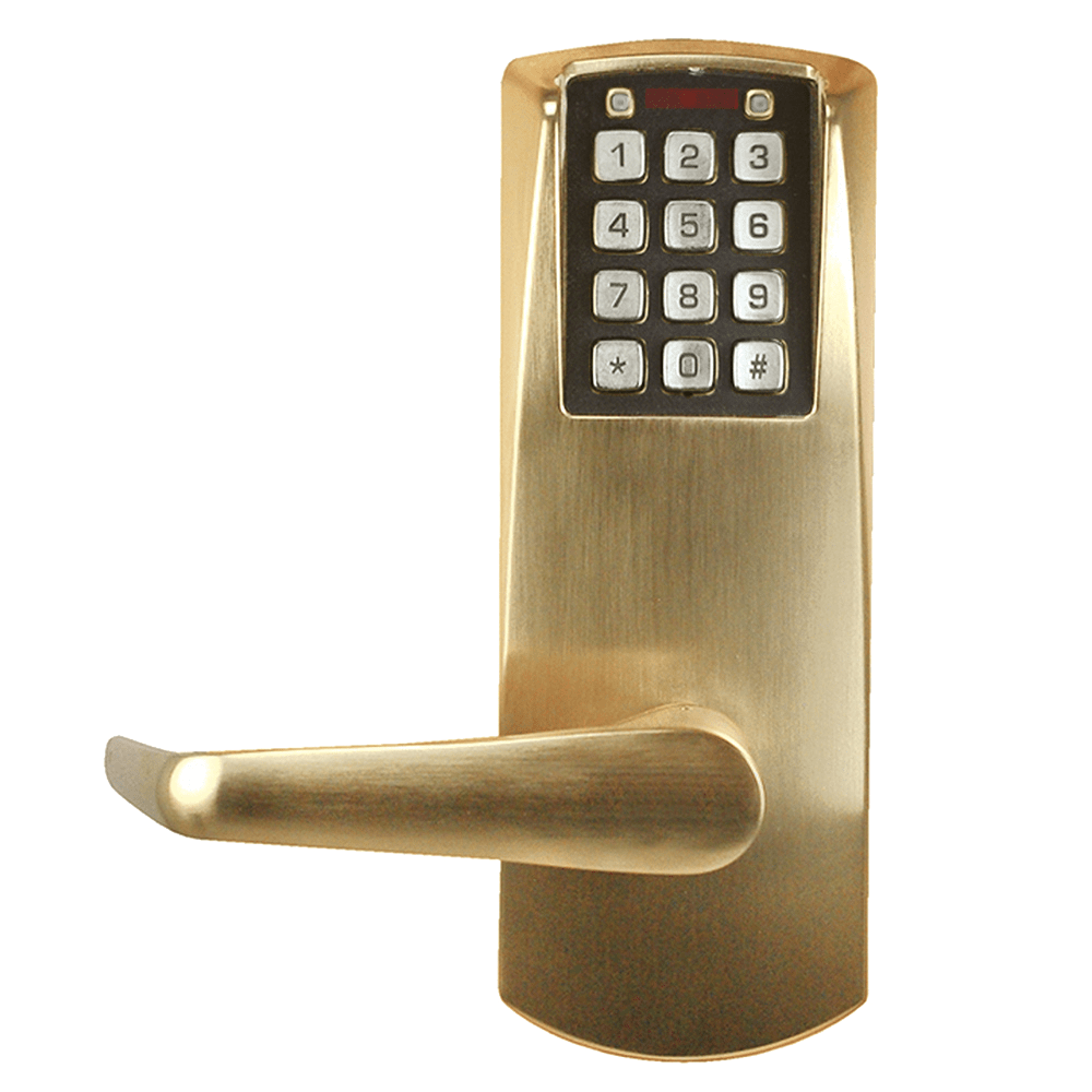 DormaKaba E2032LL-606-41 E-Plex 2000 Cylindrical Lock, 100 Access Codes, 1,000 Audit Events, 2-3/8" Backset, 1/2" Throw, No Key Override, Satin Brass