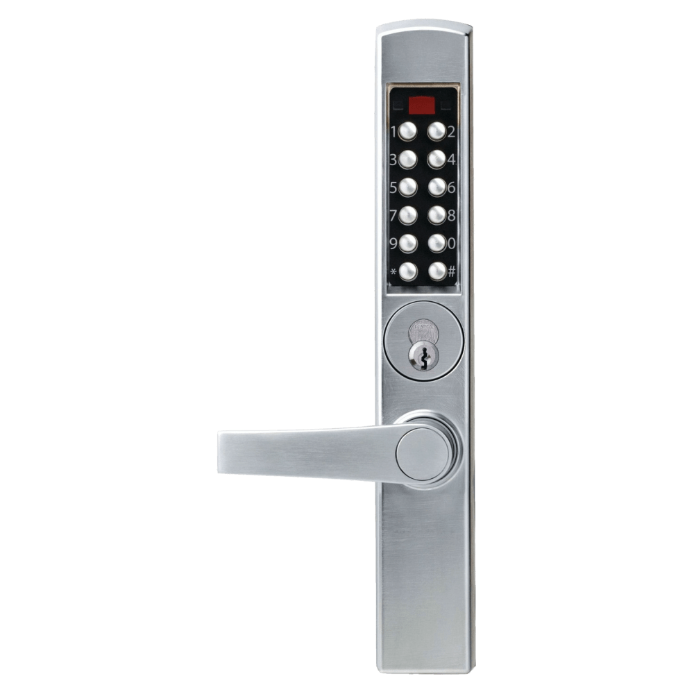 DormaKaba E3266BNL-RU-626-41 E-Plex 3000 for Adams Rite Deadbolts, 3,000 Access Codes, 30,000 Audit Events, 6/7-Pin SFIC Prep, Less Core, Lever, Remote Unlock, Satin Chrome