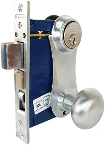 Marks USA 21AC/26D-W Unilock Ornamental Iron, Double Cylinder with Escutcheon, Entry, 2-1/2", AR1, Satin Chrome