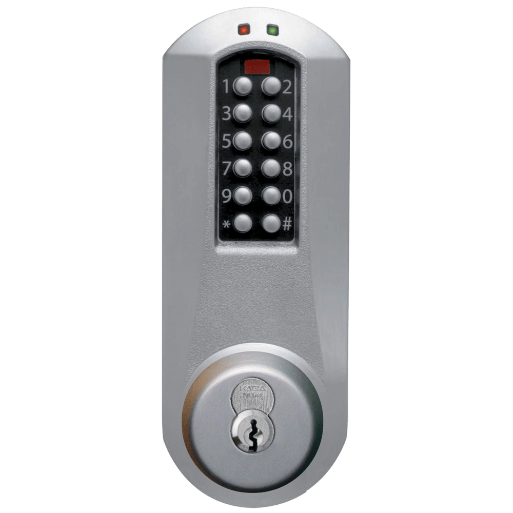 DormaKaba E5031SWK-626-41 E-Plex 5000 Cylindrical Lock, Winston Knob, 100 Access Codes, 3,000 Audit Events, Schlage FSIC Prep, Less Core, 2-3/4" Backset, 1/2" Throw, Satin Chrome