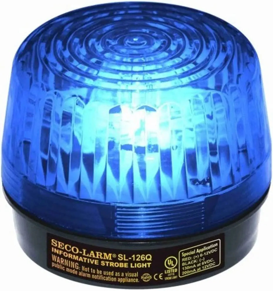 Seco-Larm SL-126Q/B 6-12 VDC 2-wire Strobe Light, Xenon tube, UL Listed, Blue