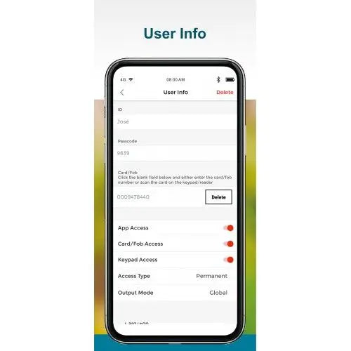 Seco-Larm SK-B141-PQ 12-24 VDC, Single Gang, Keypad Bluetooth with Prox Reader