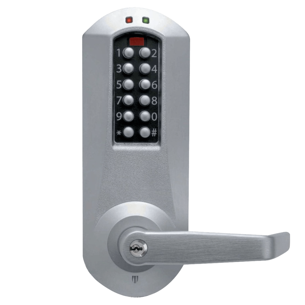 DormaKaba E5066XSWL-626-41 E-Plex 5000 Mortise Lock, Winston Lever, 100 Access Codes, 3,000 Audit Events, KIL, Schlage C Keyway, Satin Chrome