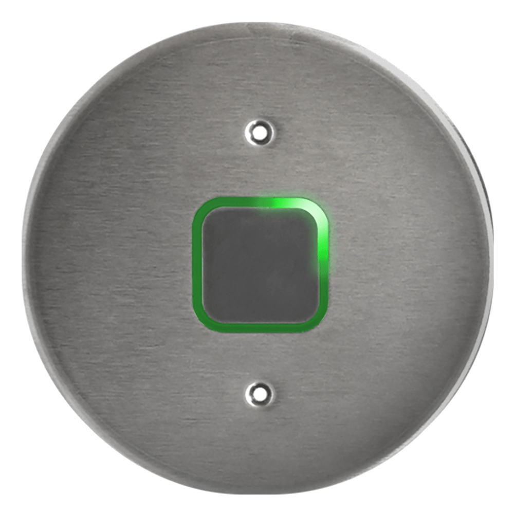 BEA 10MS41-RP Microwave Touchless Actuator, Round Plate, Plain, Adjustable 4 to 24 In, 12-24 VAC/DC, Stainless Steel