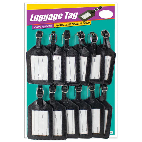 Lucky Line 63112 Luggage Tag Black Leather 12 Per Card