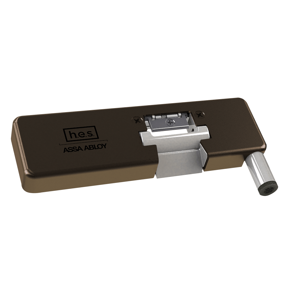 HES 9100L-613E Grade 1 Field Selectable (Safe/Secure) 12/24VDC Electric Strike for Glass Single Doors with Vertical Rods, Dark Oxidized Bronze Equivalent Finish, Left-Handed