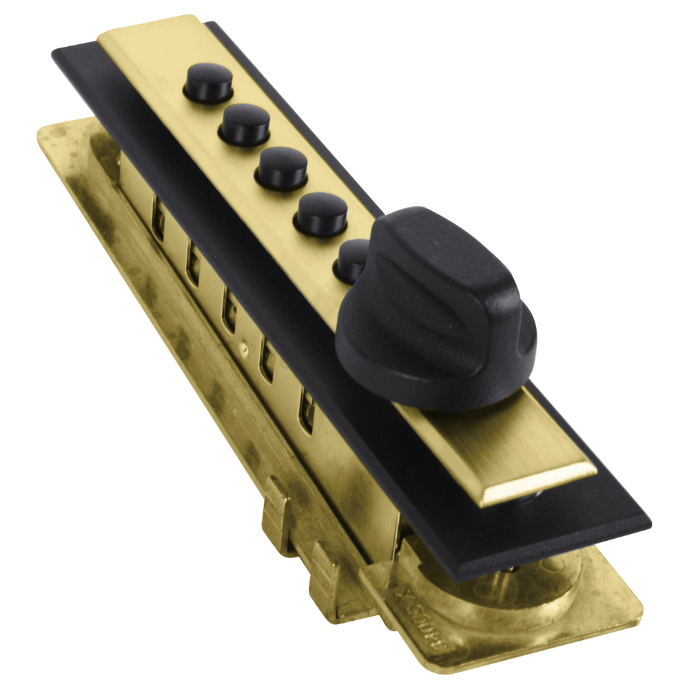 DormaKaba 9662C20-04-41 Cabinet Lock, 14 to 20 Gauge Sheet Metal, End Throw, Clutch Ball Bearing Knob, With Trim Plate, Standard Deadbolt, Satin Brass