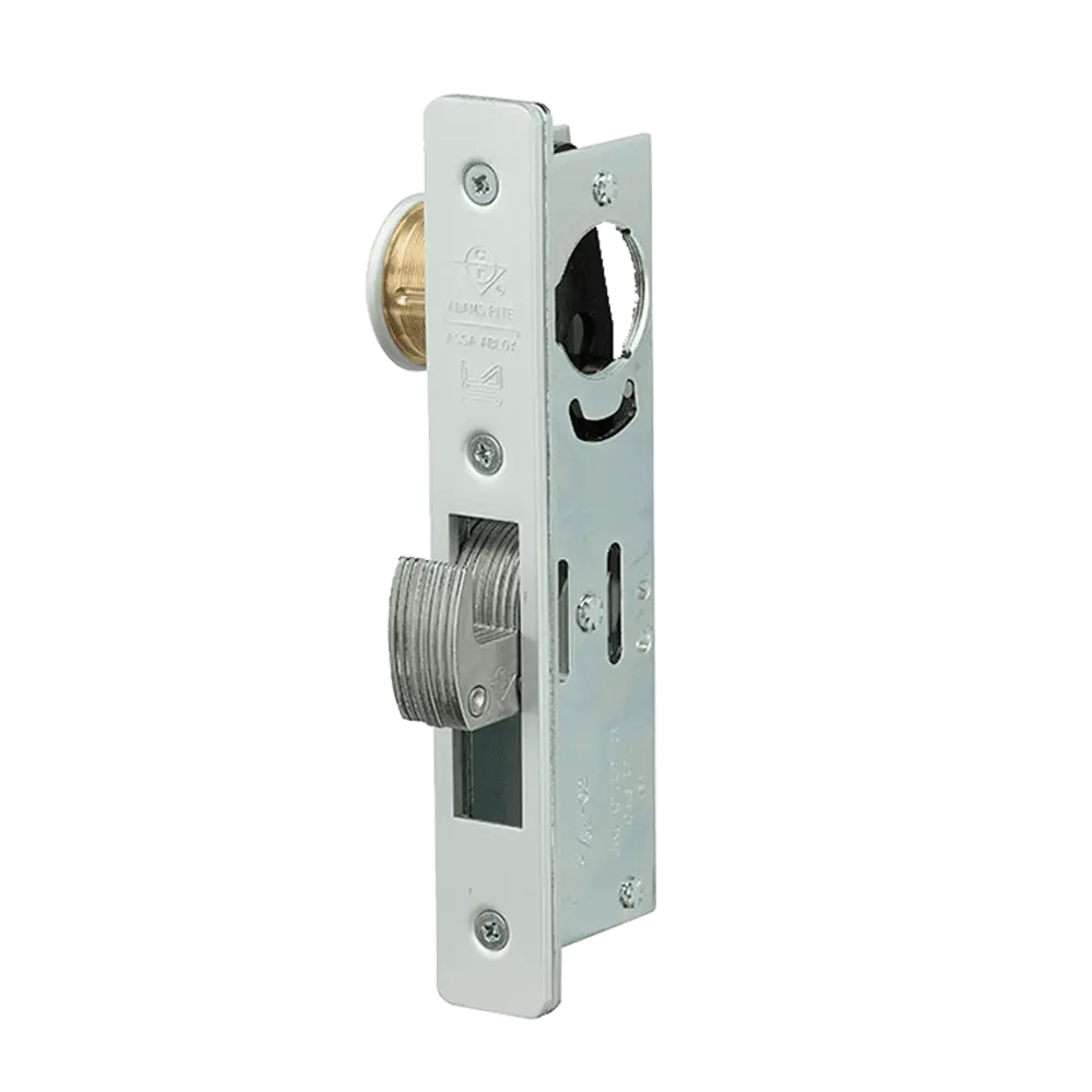 Adams Rite MS1850S-350-628 Hookbolt Mortise Deadlock, Flat Faceplate, 1-1/8" Backset, 13/16" Throw, Satin Aluminum Clear Anodized Finish