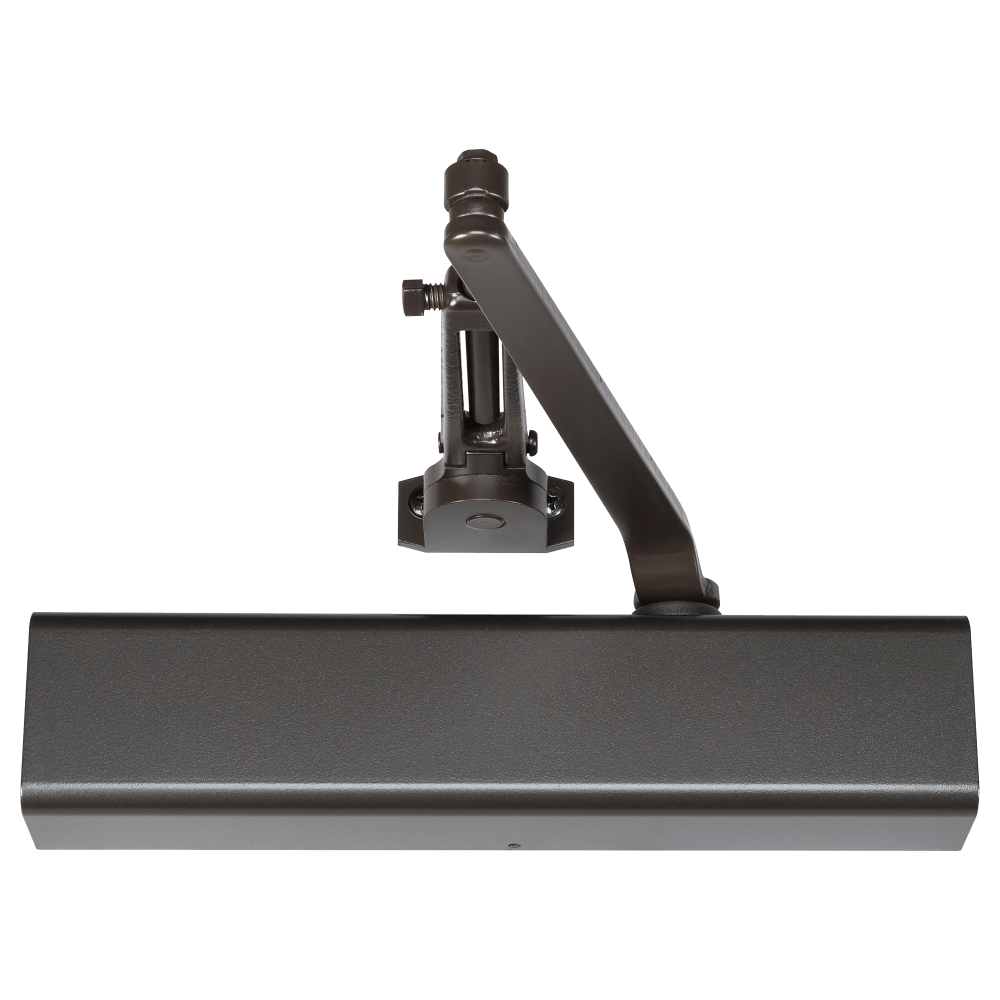 Norton 8501H 690 Grade 1 Tri Mount Friction Hold Open Door Closer, Push or Pull Side, Regular, Adjustable Size 1 to 6, Plastic Cover, Dark Bronze Painted Finish, Non-Handed