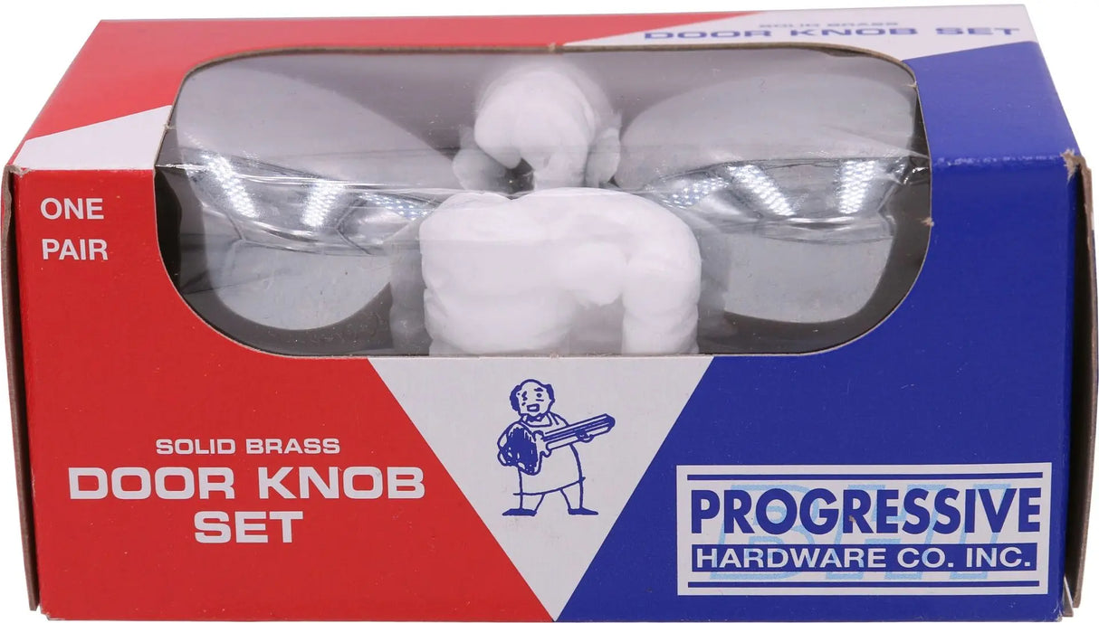 Progressive Hardware 2600/US26 DoorKnob Pair 2-1/4" Solid Brass, Polished Chrome