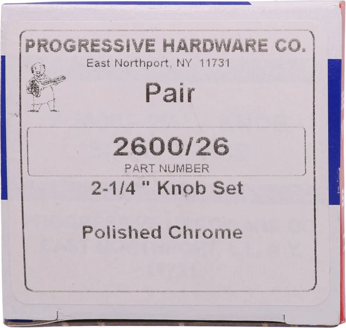 Progressive Hardware 2600/US26 DoorKnob Pair 2-1/4" Solid Brass, Polished Chrome