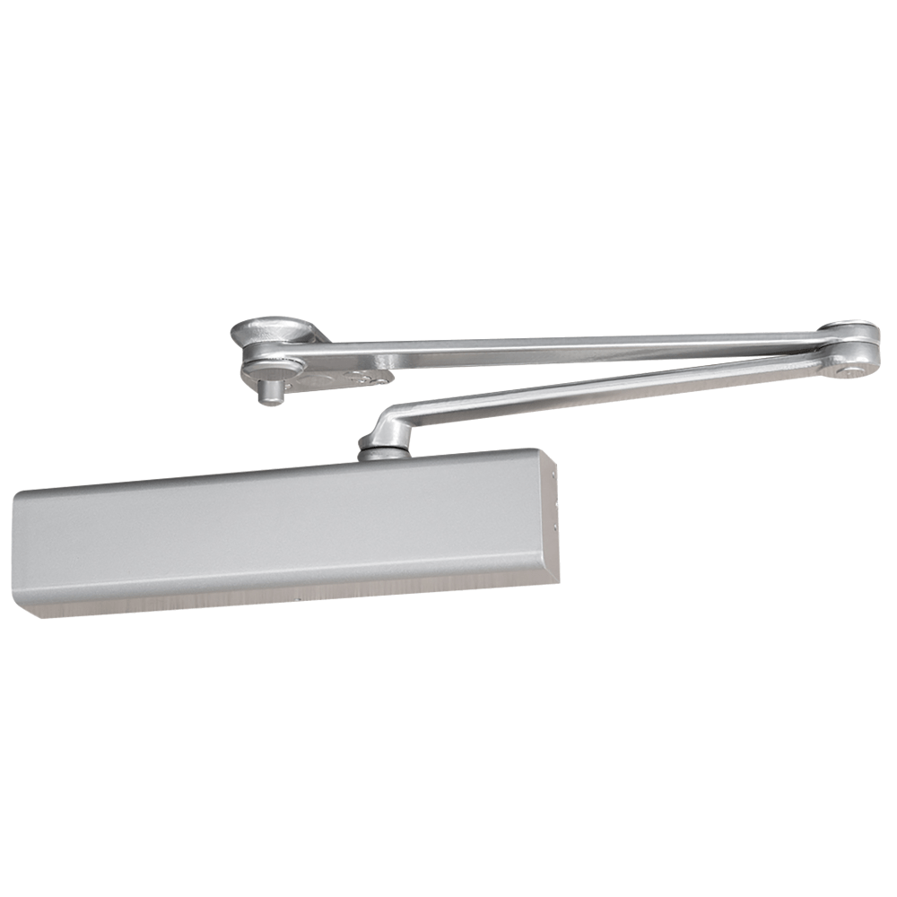 Norton CLP8501 689 Grade 1 Closer Plus Parallel Arm Door Closer, Push Side, Parallel Arm Heavy Duty, Adjustable Size 1 to 6, Plastic Cover, Aluminum Painted Finish, Non-Handed