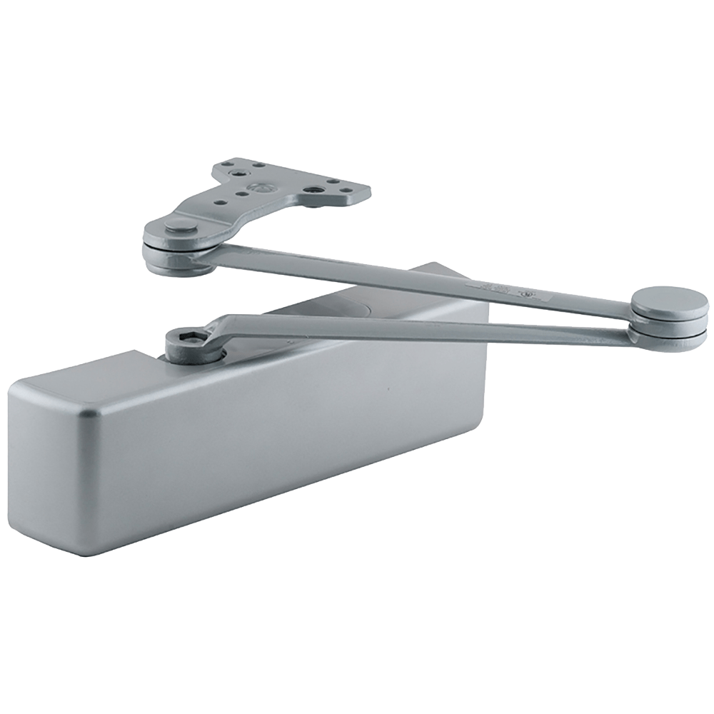 LCN 4040XP-CUSH 689 SRI Grade 1 Surface Door Closer, Cush Arm, Push Side Mounting, 110 Degree Swing, Adjustable Size 1-6, Plastic Cover, Special Rust Inhibitor, Aluminum Painted Finish, Non-Handed