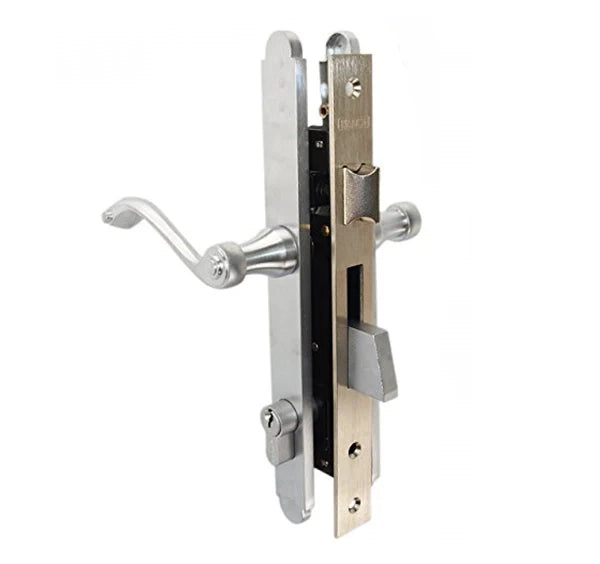 Marks USA 2750C/26D Thinline Ornamental Iron Lever, Double Cylinder with Plate, Entry, 1", AR1, Satin Chrome