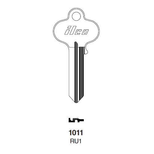Kaba Ilco 1011 Key Blank – Russwin RU1 Keyway, 5-Pin, Nickel-Plated Brass